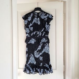 Three Floor Lace Embroidered Cocktail Dress